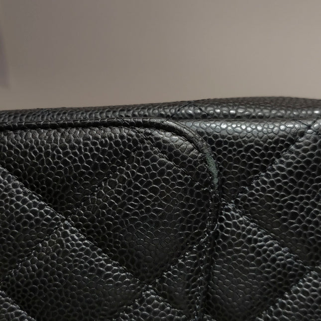 Chanel Classic Flap Maxi 2011 Black Caviar Leather Double Flap Silver Hardware