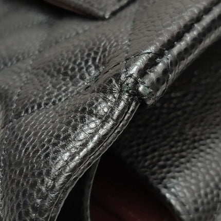 Chanel Classic Flap Maxi 2011 Black Caviar Leather Double Flap Silver Hardware
