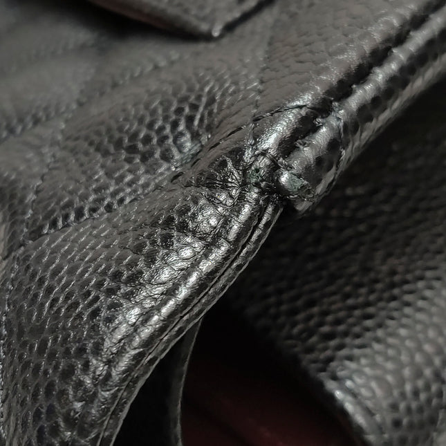Chanel Classic Flap Maxi 2011 Black Caviar Leather Double Flap Silver Hardware