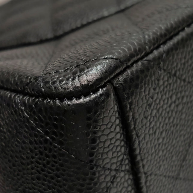Chanel Classic Flap Maxi 2011 Black Caviar Leather Double Flap Silver Hardware