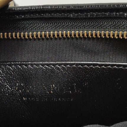 Chanel CC Chunky Chain Small Hobo Bag Black Shiny Crumbled Lambskin Quilted Leather