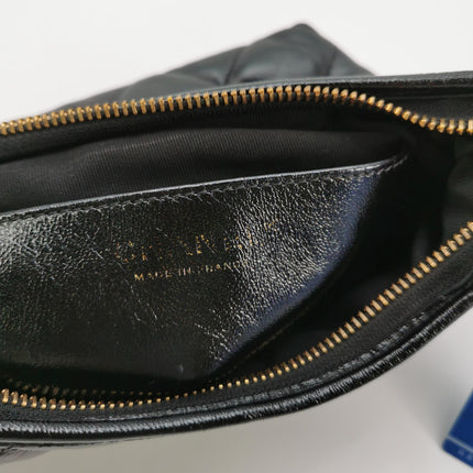 Chanel CC Chunky Chain Small Hobo Bag Black Shiny Crumbled Lambskin Quilted Leather