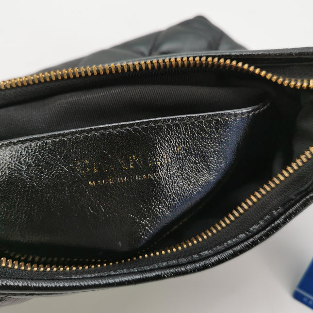 Chanel CC Chunky Chain Small Hobo Bag Black Shiny Crumbled Lambskin Quilted Leather