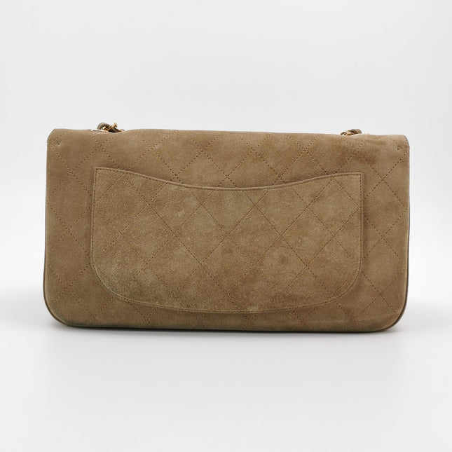Chanel Classic Flap Medium Cuir Daim Marron Chocolat Foncé HW Argent, 1996-1997