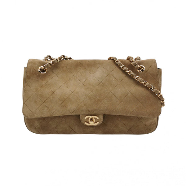 Chanel Suede Calfskin Small Souplissimo Maxi Flap Dark Beige Matthieu Blazy