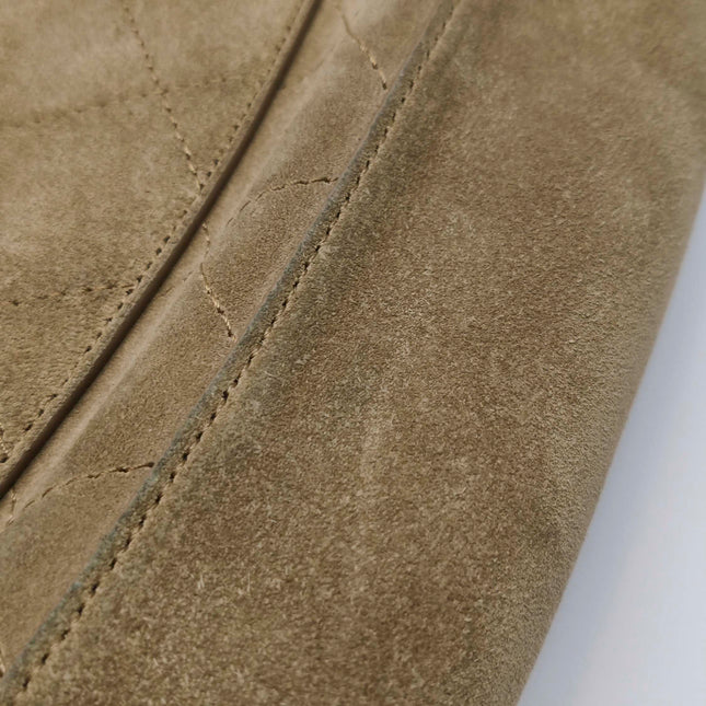 Chanel Classic Flap Medium Cuir Daim Marron Chocolat Foncé HW Argent, 1996-1997