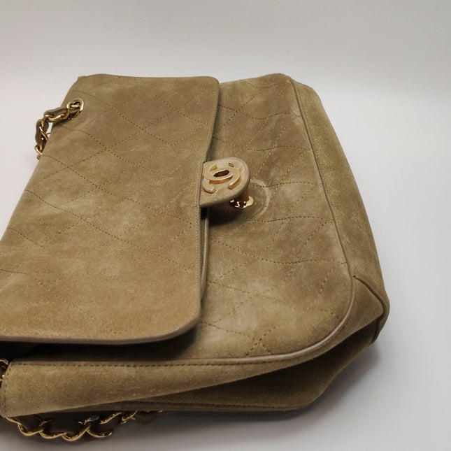 Chanel Classic Flap Medium Cuir Daim Marron Chocolat Foncé HW Argent, 1996-1997