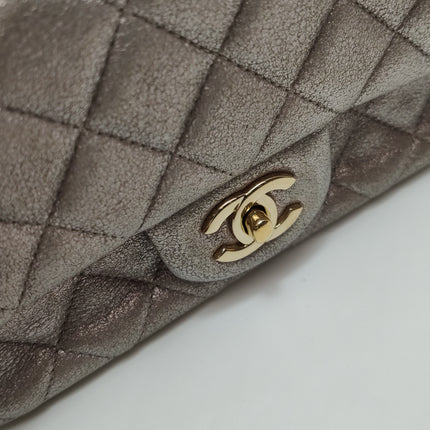 Chanel Classic Flap Mini Metallic Pink Lambskin Leather Gold Hardware
