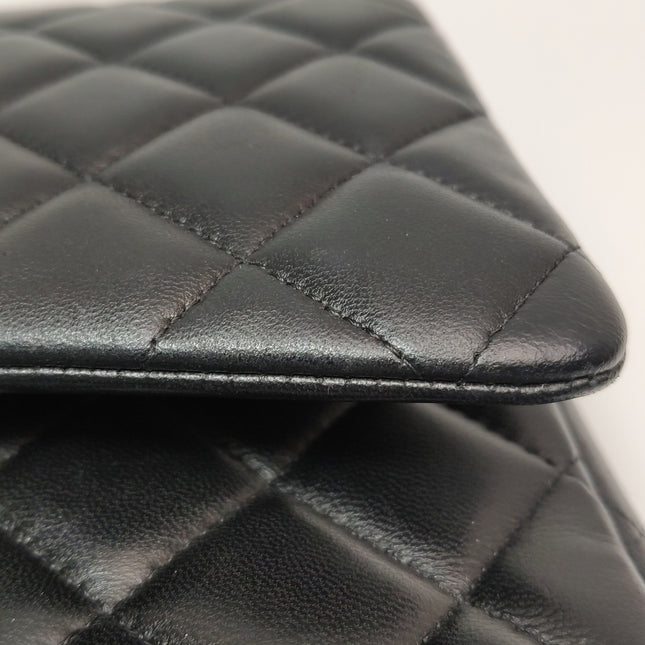 Chanel Classic Flap Maxi Black Lambskin Leather Double Flap Silver Hardware 2012