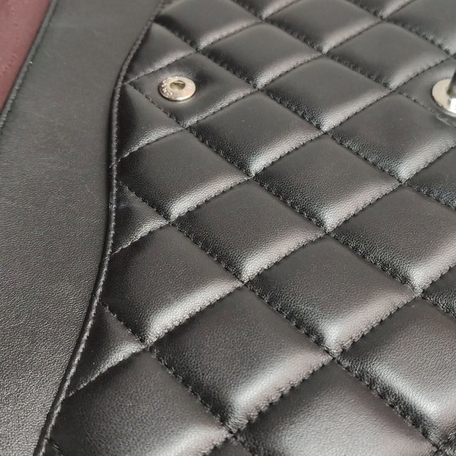 Chanel Classic Flap Maxi Black Lambskin Leather Double Flap Silver Hardware 2012