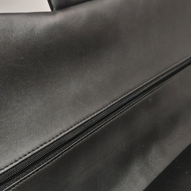 Chanel Classic Flap Maxi Black Lambskin Leather Double Flap Silver Hardware 2012