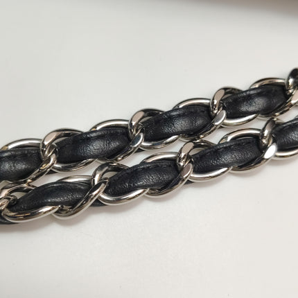 Chanel Classique Grand Modèle Cuir d'Agneau Noir Double Rabat Métal Argenté 2012