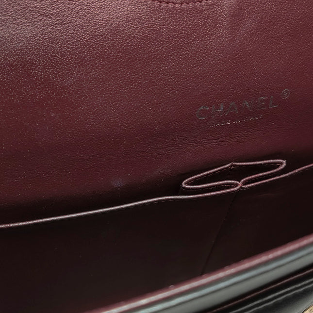 Chanel Classic Flap Maxi Black Lambskin Leather Double Flap Silver Hardware 2012