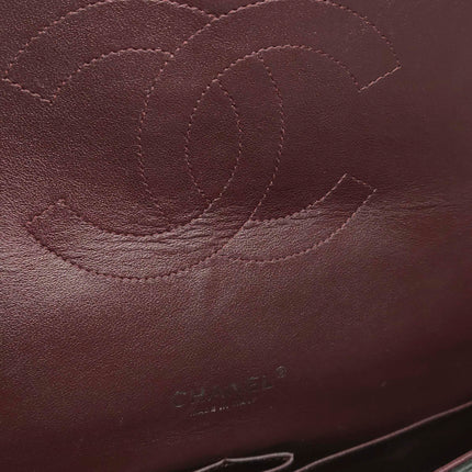 Chanel Classique Grand Modèle Cuir d'Agneau Noir Double Rabat Métal Argenté 2012