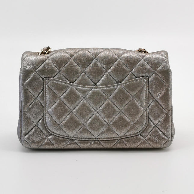 Chanel Classic Flap Mini Metallic Pink Lambskin Leather Gold Hardware