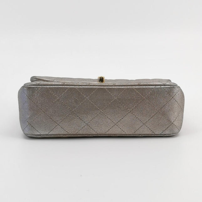 Chanel Classic Flap Mini Metallic Pink Lambskin Leather Gold Hardware