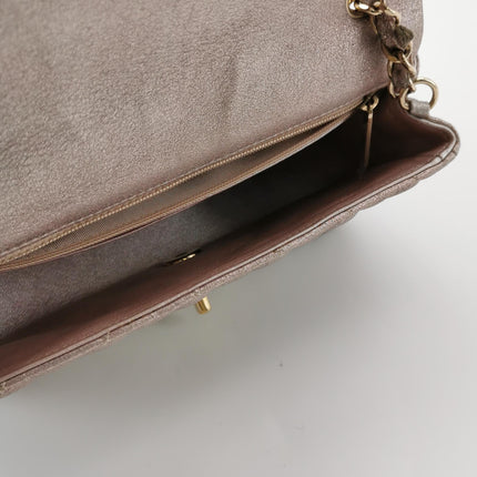 Chanel Classic Flap Mini Metallic Pink Lambskin Leather Gold Hardware
