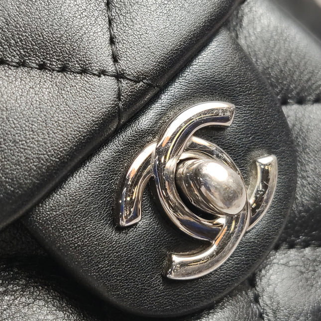 Chanel Cambon Multi-pocket Ligne Reporter Bag Medium Black CC on Black Calfskin Leather