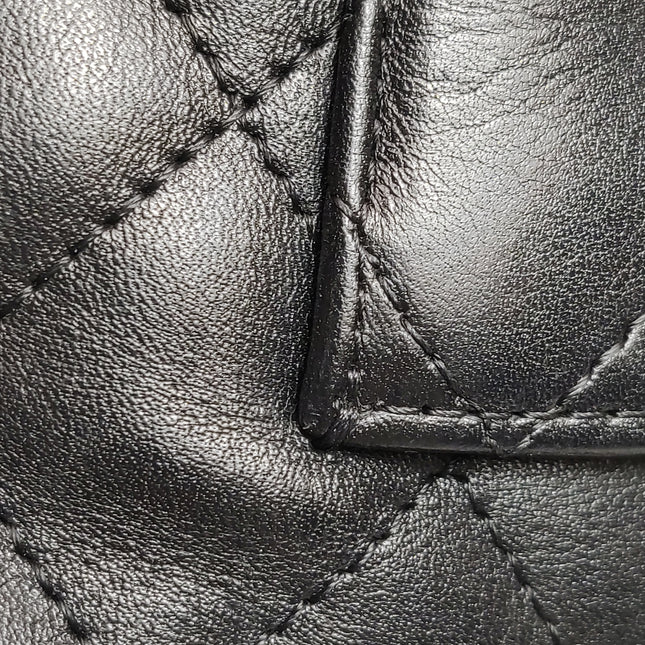 Chanel Cambon Multi-pocket Ligne Reporter Bag Medium Black CC on Black Calfskin Leather