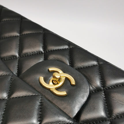 Chanel Classic Flap Maxi 2009 Black Lambskin Leather Single Flap with Gold Hardware