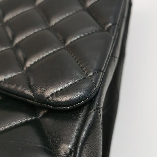Chanel Classic Flap Maxi 2009 Black Lambskin Leather Single Flap with Gold Hardware