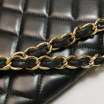 Chanel Classic Flap Maxi 2009 Black Lambskin Leather Single Flap with Gold Hardware