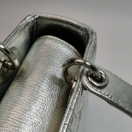 Lady Dior Small My Abcdior Cannage Leather Silver with Strap 2018