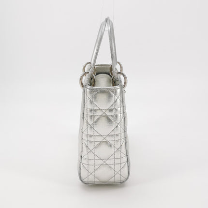 Lady Dior Small My Abcdior Cannage Leather Silver with Strap 2018