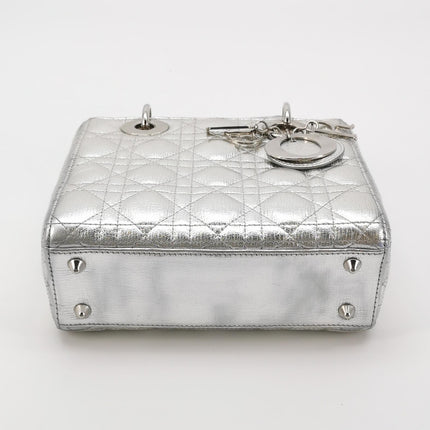 Lady Dior Small My Abcdior Cannage Leather Silver with Strap 2018