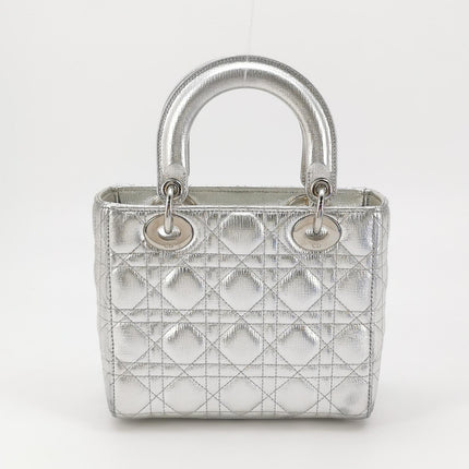 Lady Dior Small My Abcdior Cannage Leather Silver with Strap 2018
