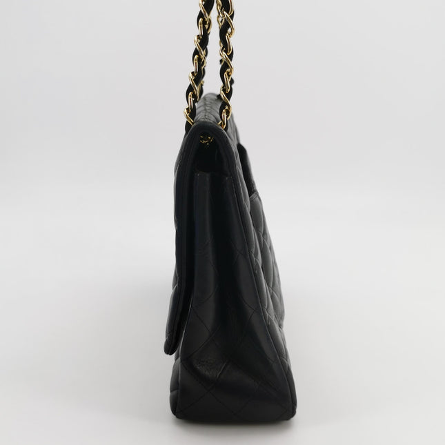Chanel Classic Flap Maxi 2009 Black Lambskin Leather Single Flap with Gold Hardware