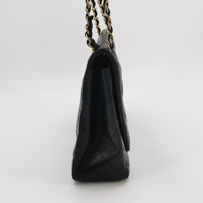 Chanel Classic Flap Maxi 2009 Black Lambskin Leather Single Flap with Gold Hardware