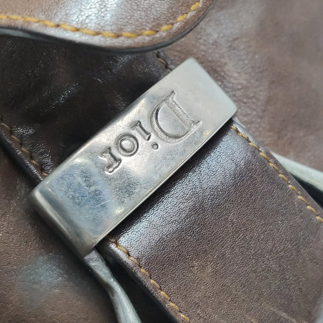 Sac bandoulière Dior Vintage Gaucho grand modèle en cuir rouge
