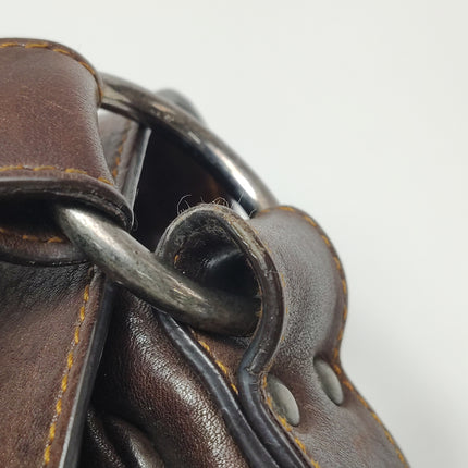 Dior Vintage Gaucho Large Dark Brown Leather Crossbody Bag 36cm