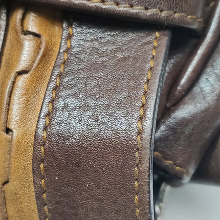 Dior Vintage Gaucho Large Dark Brown Leather Crossbody Bag 36cm