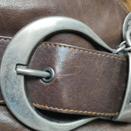 Dior Vintage Gaucho Large Dark Brown Leather Crossbody Bag 36cm