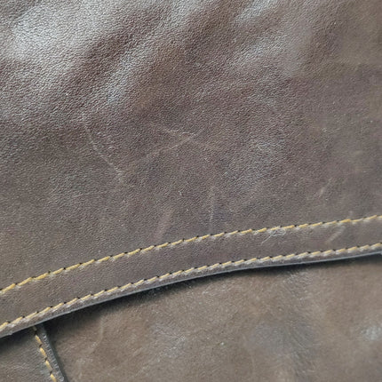 Dior Vintage Gaucho Large Dark Brown Leather Crossbody Bag 36cm