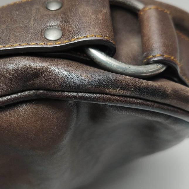 Sac bandoulière Dior Vintage Gaucho grand modèle en cuir rouge