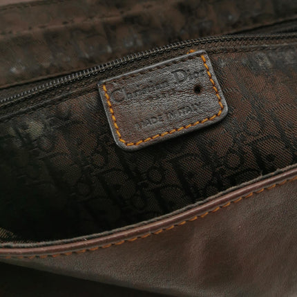 Dior Vintage Gaucho Large Dark Brown Leather Crossbody Bag 36cm