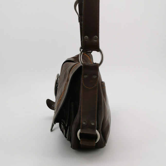 Sac bandoulière Dior Vintage Gaucho grand modèle en cuir rouge