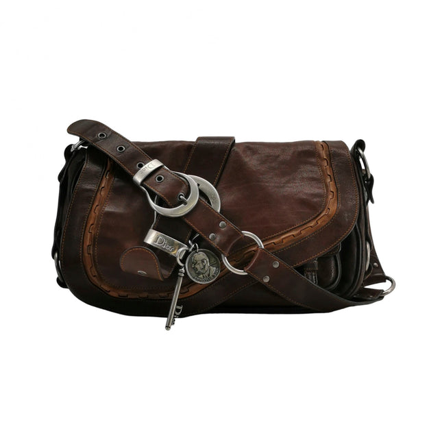 Sac bandoulière Dior Vintage Gaucho grand modèle en cuir rouge