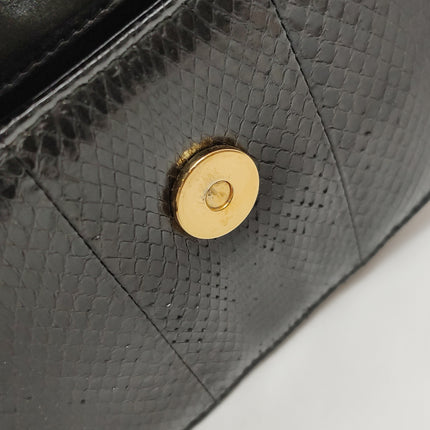 Gucci Bamboo 1947 Night Mini Black Python Snake Skin Evening Bag with Chain