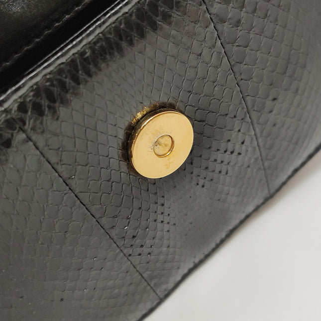 Gucci Bamboo 1947 Night Mini Black Python Snake Skin Evening Bag with Chain