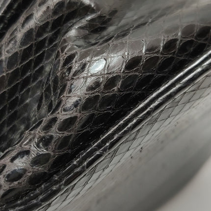 Gucci Bamboo 1947 Night Mini Black Python Snake Skin Evening Bag with Chain