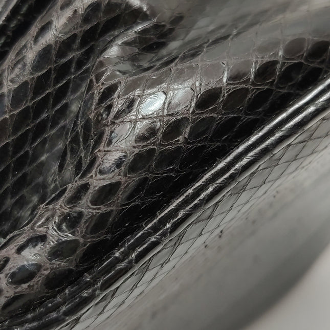 Gucci Bamboo 1947 Night Mini Black Python Snake Skin Evening Bag with Chain
