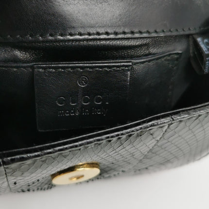 Gucci Bamboo 1947 Night Mini Black Python Snake Skin Evening Bag with Chain
