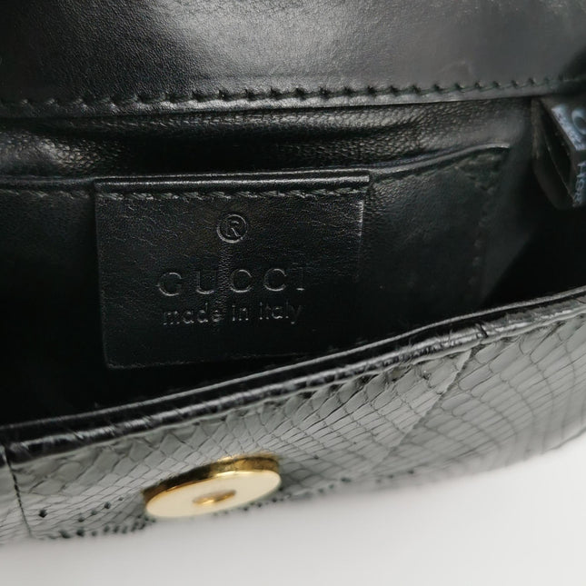 Gucci Bamboo 1947 Night Mini Black Python Snake Skin Evening Bag with Chain