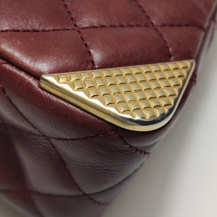 Chanel Rock The Corner Mini Flap Bag Burgundy Calfskin Leather Gold Hardware Corners 2017-18
