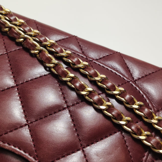 Chanel Rock The Corner Mini Flap Bag Burgundy Calfskin Leather Gold Hardware Corners 2017-18