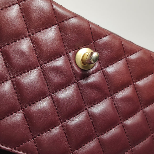 Chanel Rock The Corner Mini Flap Bag Burgundy Calfskin Leather Gold Hardware Corners 2017-18